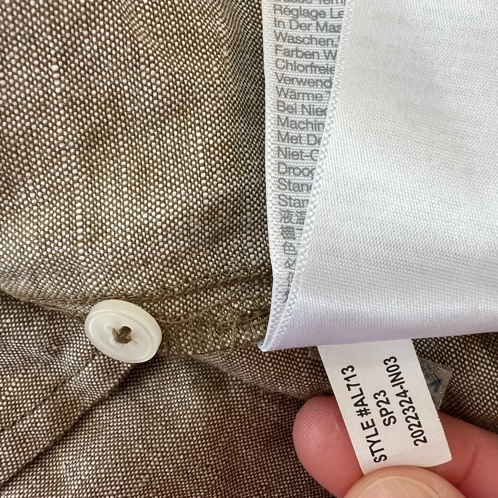 Madewell Linen-Blend Alexandra Button-Front Mini Dress, Olive Branch, size XS - Picture 10 of 11